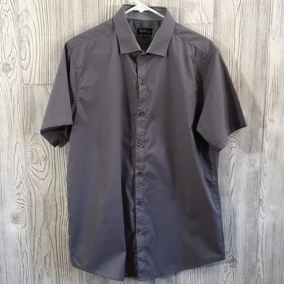 Galaxy by Harvic Gray Button Down Shirt Large Short Sleeves - Picture 1 of 6